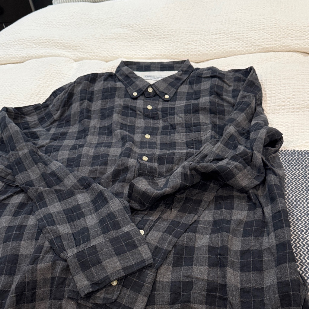 Officine Generale Plaid Button-Up Shirt - Black And Gray Cotton With Pocket